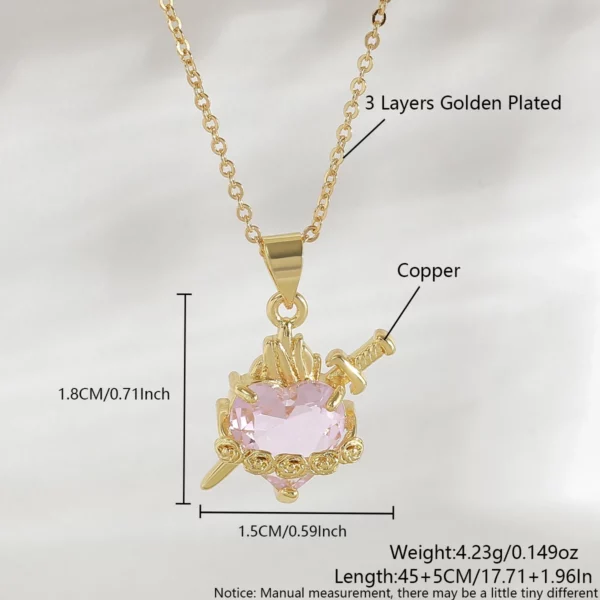 MHS.SUN plaqué or sacré coeur de jésus croix collier rouge Zircon religieux catholique pendentif colliers pour femmes filles bijoux – Image 10