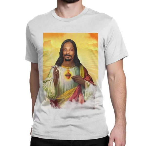 T-shirt à manches courtes et col rond pour hommes et femmes, Saint Jesus, Snoop, Dogg, Vintage, 100% coton, Vêtements College – Image 2