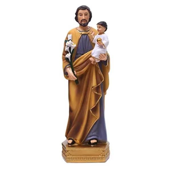 Figurine religieuse Saint Joseph portant l'enfant Jésus intensifie, modèle en résine Auckland, sculpture Saint Joseph, dieu Christ, décor de bureau d'église