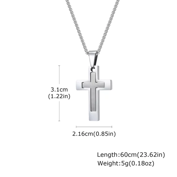 Vnox – colliers unisexes avec pendentifs croisés en acier inoxydable, collier croisé du Christ incrusté au centre de Zircon pour hommes et femmes, bijoux de foi – Image 7