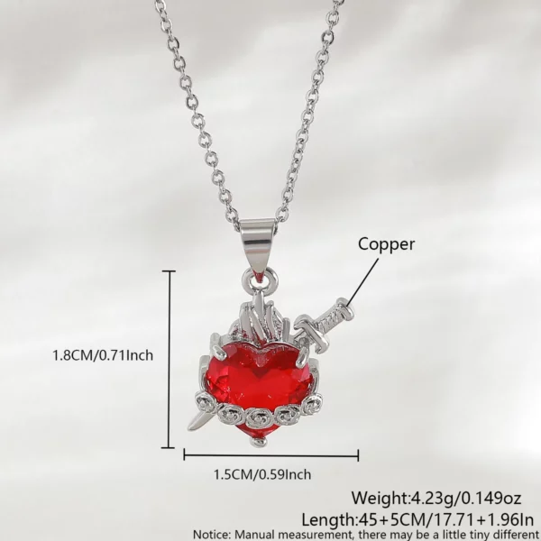 MHS.SUN plaqué or sacré coeur de jésus croix collier rouge Zircon religieux catholique pendentif colliers pour femmes filles bijoux – Image 7