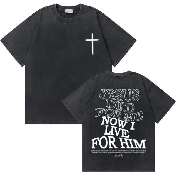 Lavé Vintage chrétien jésus bonnes nouvelles dieu vous aime verset de la Bible graphique T-shirts hommes femmes mode décontracté surdimensionné t-shirt – Image 14