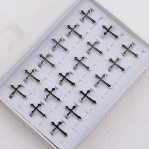 20/40 pièces/lot vente en gros bague croix noire pour femmes jésus nouveau Style hommes à la mode Vintage Punk métal anneaux religieux cadeau de fête