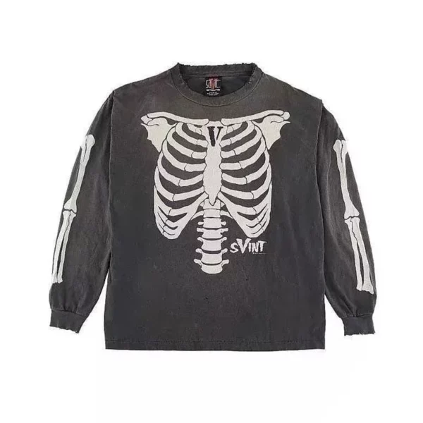 Toutes les saisons meilleure qualité coton Vintage lavé noir endommagé t-shirt hommes femmes jésus imprimé Saint à manches longues t-shirts hauts – Image 13