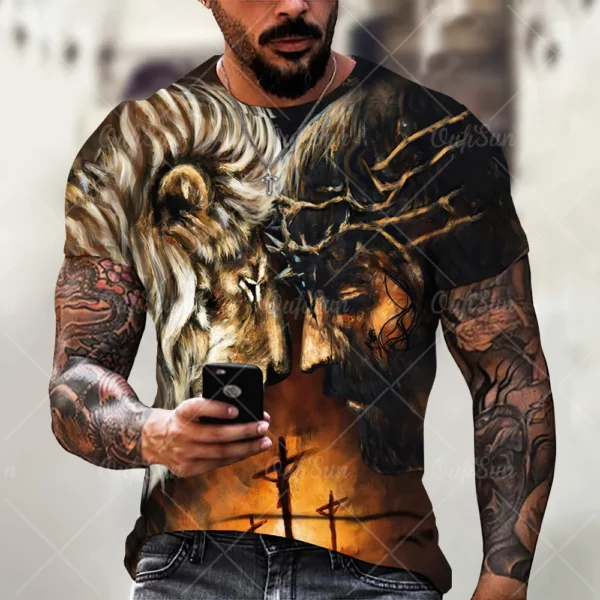 Christ jésus T-Shirt pour hommes impression 3D T-Shirt livraison gratuite vêtements à manches courtes Streetwear Vintage hauts T-Shirt hommes vêtements – Image 15