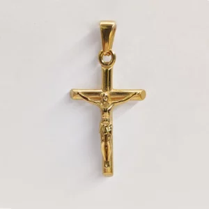 Collier Pendentif Croix de Jésus en Acier Inoxydable Doré à l'Or 18k pour Hommes et Femmes, Unisexe, Religieux, Étanche, Accessoire de Bijouterie
