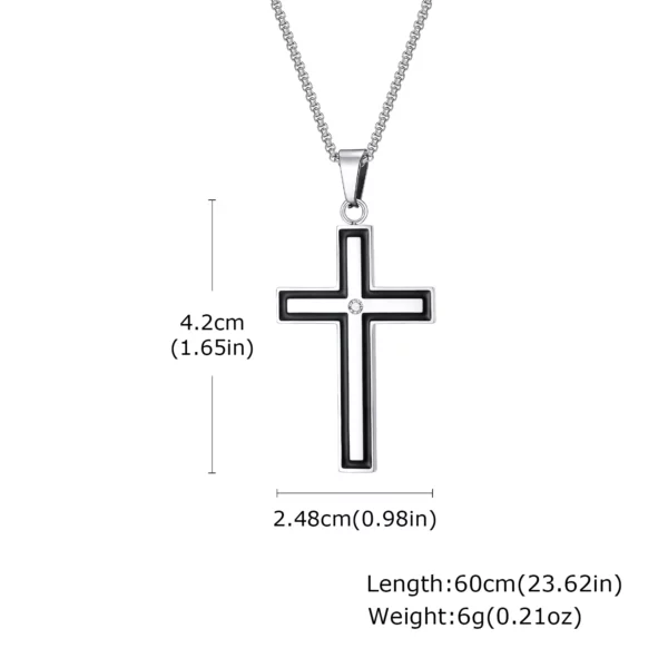 Vnox – colliers unisexes avec pendentifs croisés en acier inoxydable, collier croisé du Christ incrusté au centre de Zircon pour hommes et femmes, bijoux de foi – Image 8