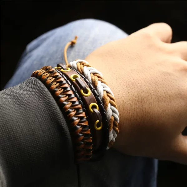 WESTBULL 3 pièces/ensemble Bracelets en cuir multicouche pour hommes croix charme Homme Bracelets cadeau bijoux – Image 18