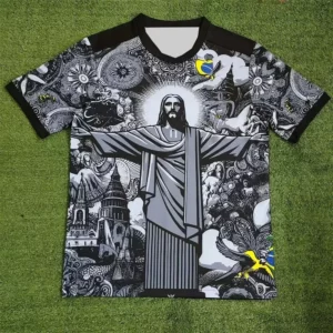 Haut d'entraînement de Football d'été, édition spéciale brésilienne, maillot de Football jésus noir gris, t-shirts imprimés en 3D pour adultes en plein air