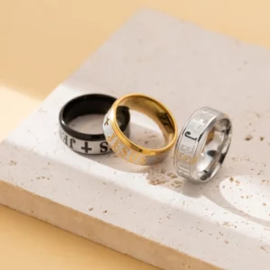 Bague classique en acier inoxydable avec croix de jésus pour hommes et femmes, couleur or argent noir, accessoires gothiques unisexes, bijoux chrétiens, cadeau