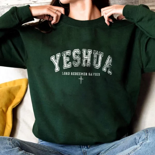 Sweat-shirt Yeshua chrétien vintage, pull Yeshua, chemise religieuse, tee-shirt de foi esthétique, verset biblique en déclin de Jésus, PVD – Image 4