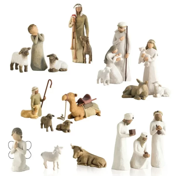 Figurine d'arbre de saule de la Sainte Famille, ensemble religieux de la Nativité de Jésus de Pâques, statue peinte à la main, ornements de chambre, artisanat de décoration de la maison – Image 4
