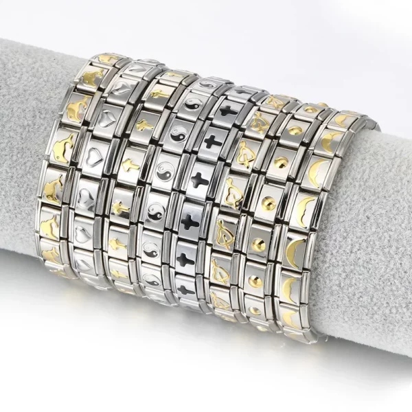 Coeur croix papillon italien breloque lien en acier inoxydable doré Bracelets bricolage faisant 9mm perles rétro Bracelet bijoux en gros – Image 42