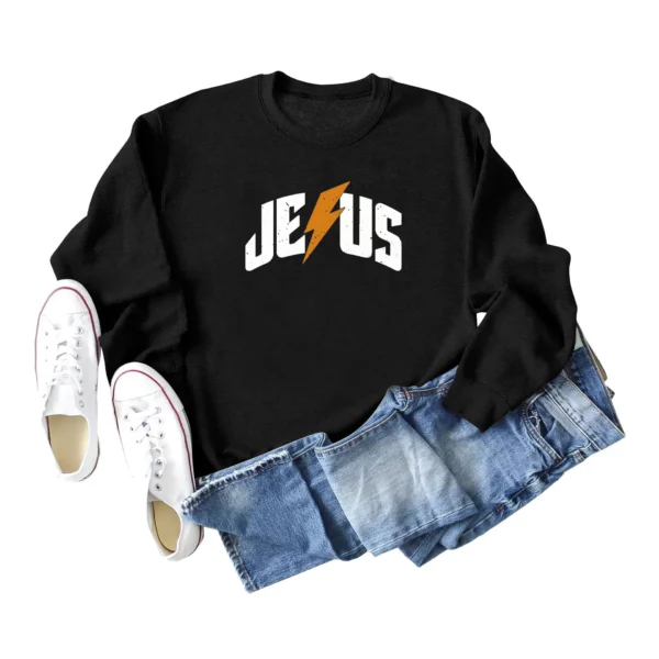 Sweat-shirt à manches longues et col ras du cou pour femme, ample, imprimé jésus, décontracté, confortable, Streetwear, automne-hiver – Image 14