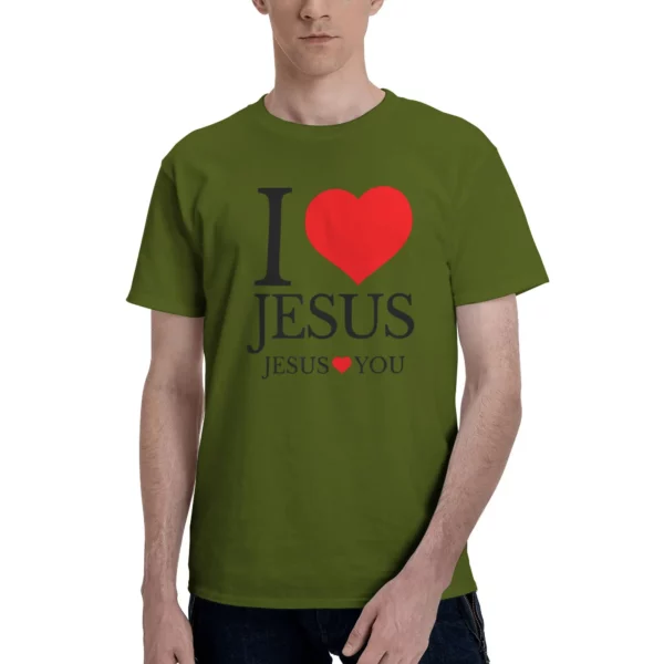 J'aime le jésus jésus vous aimez T-Shirt christien Couple Y2K basique 100% coton T-Shirts été O cou T-Shirts pas cher surdimensionné hauts – Image 13