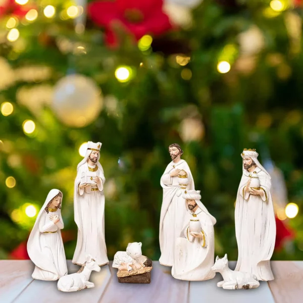 Ornements de Noël de la naissance de Jésus, scène de la Nativité l'inventaire, affichage décoratif en résine, statue de beurre, cadeau de décoration de bureau et de maison – Image 4