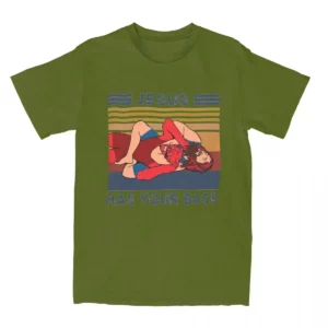 Jésus a votre dos lutte hommes femmes t-shirts vintage trucs drôles humoristique T-Shirt à manches courtes col rond T-Shirt