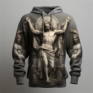 Sweat à capuche imprimé croix de Jésus 3D pour hommes, sweats à capuche décontractés, manches longues, vêtements de rue respirés, vêtements de sport, printemps, le plus récent