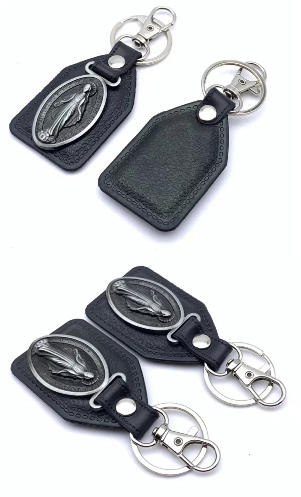 Porte-clés Mary en métal pour hommes et femmes, ornement cadeau en cuir PU, Religion chrétienne, vierge marie, outils de voiture – Image 10