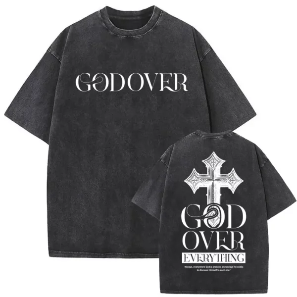Série religieuse chrétienne jésus Vintage lavé T-shirt hommes femmes gothique Rock surdimensionné à manches courtes t-shirts Hip Hop Streetwear – Image 2