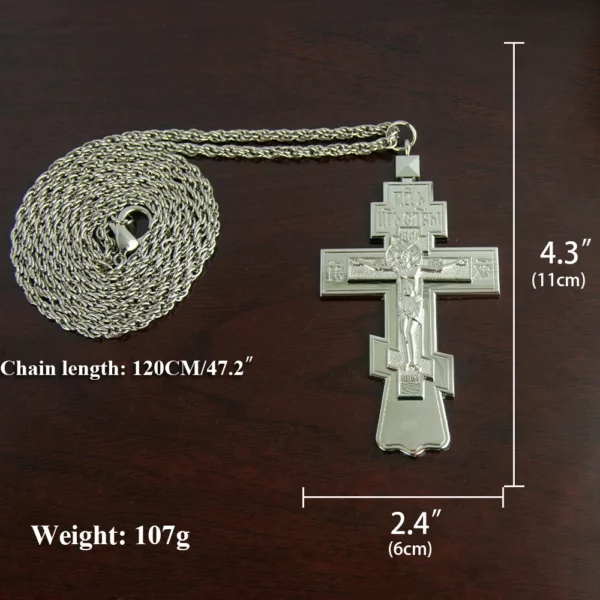 Pendentif croix de Jésus orthodoxe, pasteur de l'église, collier en alliage, poitrine, fournitures rituelles religieuses, prière, prière – Image 2