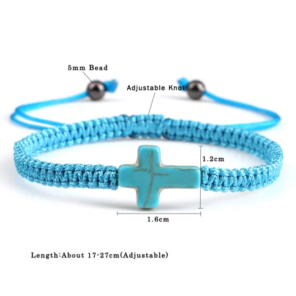 Bracelet croix de jésus tissé à la main pour hommes et femmes, fil rouge noir tressé, porte-bonheur, à la mode, pour Couple, bijoux d'amitié – Image 6