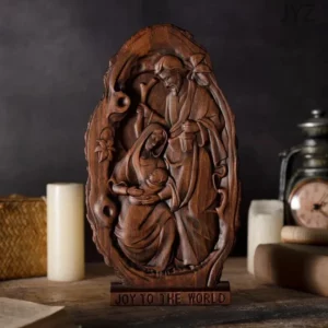 Ornements de bureau en bois naturel de la Nativité d'église de haute qualité, Statue de la sainte famille de jésus pour bébé, décoration de maison