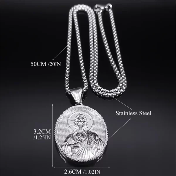 SAINT JUDE prier pour nous collier pour femmes hommes en acier inoxydable couleur argent Christ jésus médaille collier bijoux collier ZZ399 – Image 8