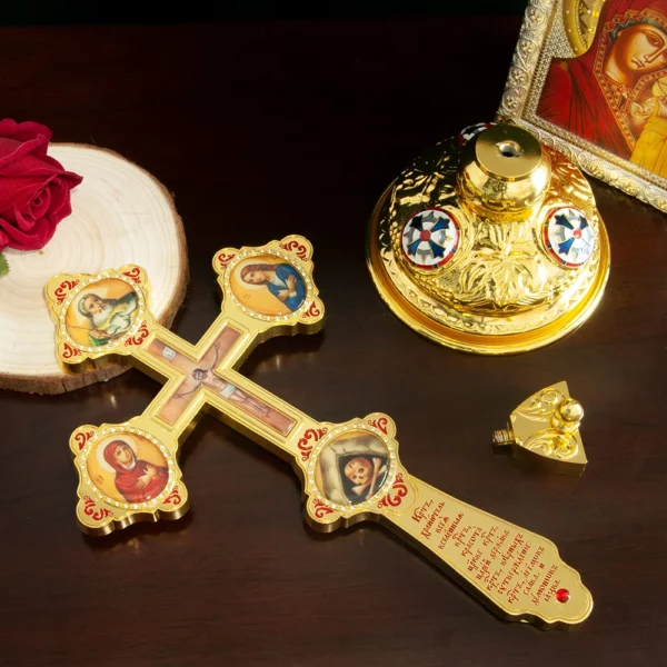 HTISOK-Croix Orthodoxe Réaliste, Cadeau Religieux, Alliage D.lique Plaqué Or, Passion Jésus, Sainte Image, Croix de Prière – Image 4