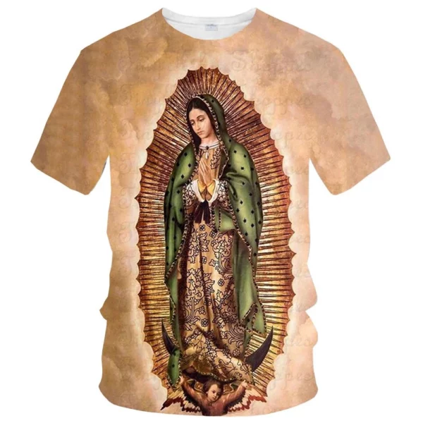 T-shirt vierge Maria 3D pour hommes et femmes, vêtements décontractés à manches courtes, pleine taille, nouveaux vêtements pour hommes à la mode d'été – Image 16