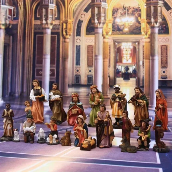 Ornements de naissance du Christ, scène de la Nativité, artisanat en résine, décoration de crèche de Noël, figurine catholique Auckland, cadeaux, 20 pièces par ensemble – Image 4