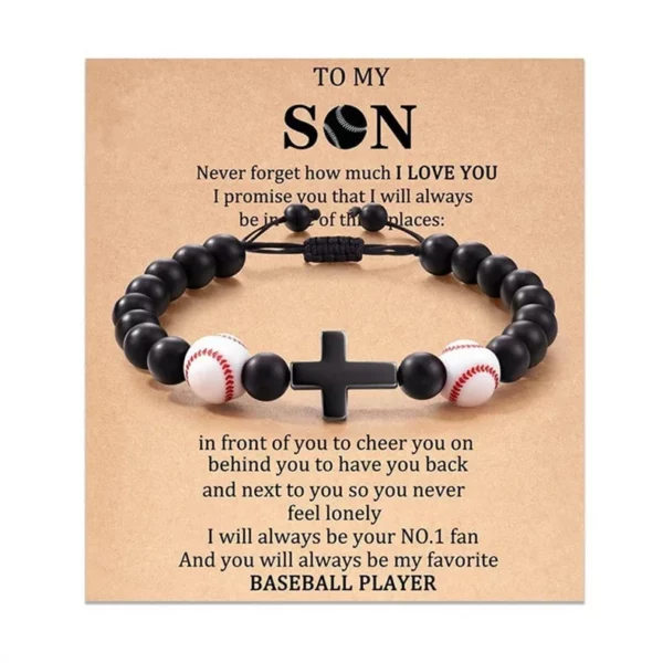 Bracelets de Prière en Pierre Naturelle pour Adolescent, Croix de Baseball, Basket-ball, Football, Idées avec Message, Carte Cadeau – Image 20