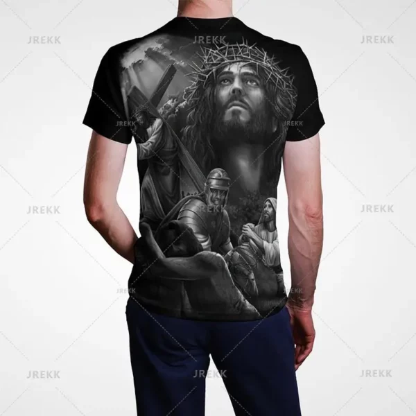 T-shirt à manches courtes imprimé 3D pour hommes et femmes, vêtements de rue décontractés, vêtements vintage, impression graphique du Christ Jésus, pop et hip hop, été – Image 32