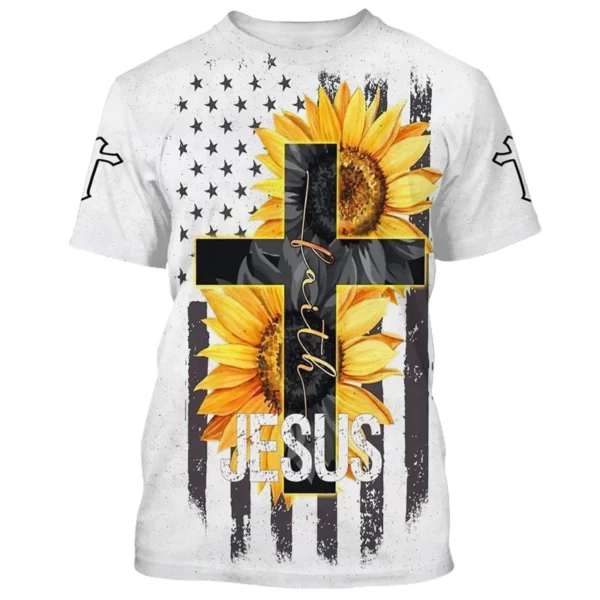 T-shirts pour hommes jésus amour tous les chrétiens 3D imprimé été jesu graphique T-shirt femmes à manches courtes décontracté hauts Y2k hommes vêtements – Image 10