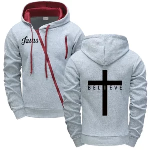 2025 Jésus Croix Sweat à capuche imprimé pour hommes toutes saisons quotidien décontracté Sport manteau en plein air moto équitation veste zippée vêtements pour hommes