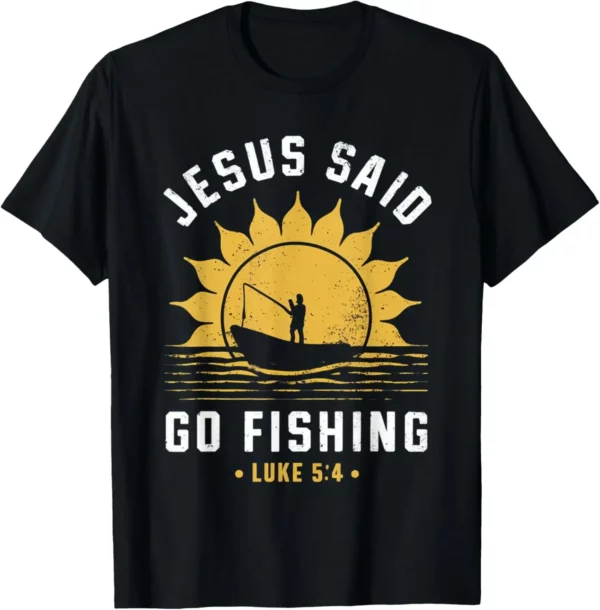 T-shirt chrétien imprimé sur demande pour hommes, Jésus a dit que le Christ va à la pêche, Faith Graphic, Camisas Streetwear – Image 2