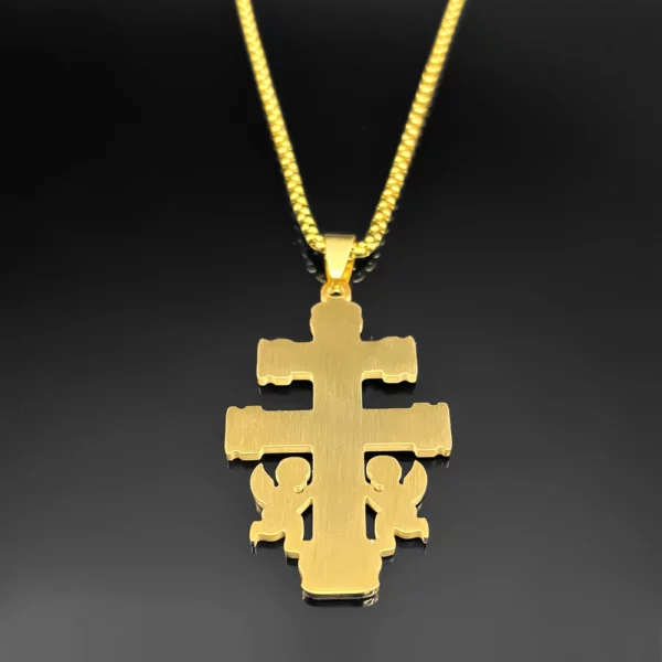 Hip Hop catholique Caravaca croix Crucifix pendentif collier pour femmes hommes en acier inoxydable ange INRI vierge marie chaîne bijoux – Image 11