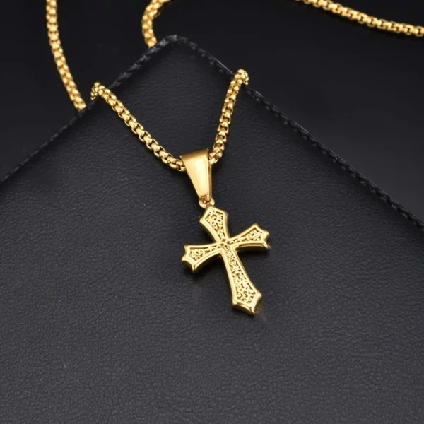 Collier pendentif croix pour hommes et femmes, colliers en acier inoxydable, colliers chics, cadeaux de bijoux classiques chrétiens, 50 cm, 55 cm, 60cm – Image 17