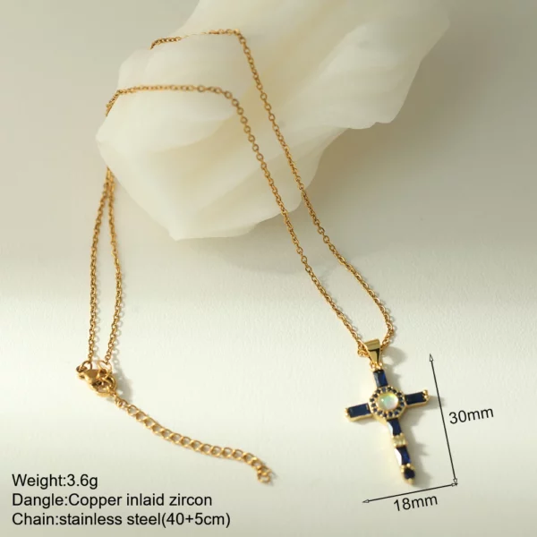 Nouveau en été couleur or bijoux pour Boho Croix et Vierge Marie Collier Pour Femmes En Acier Inoxydable Longue Chaîne Jésus Choker – Image 27