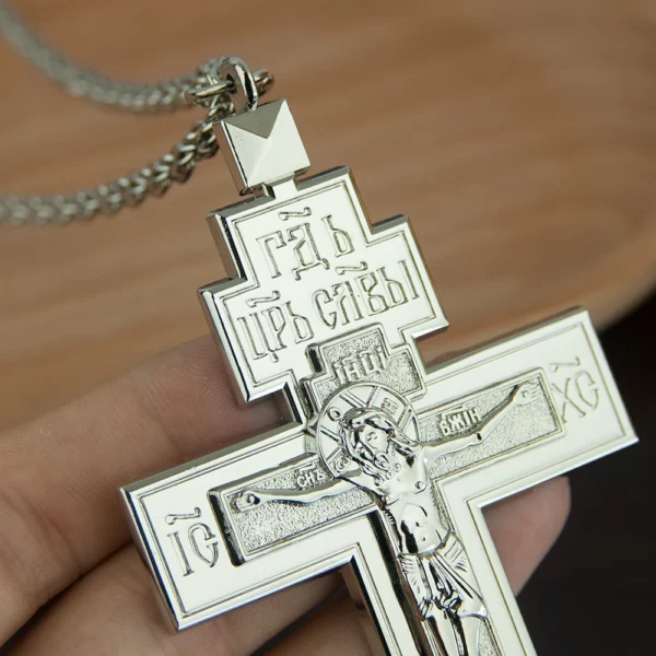 Pendentif croix de Jésus orthodoxe, pasteur de l'église, collier en alliage, poitrine, fournitures rituelles religieuses, prière, prière – Image 10