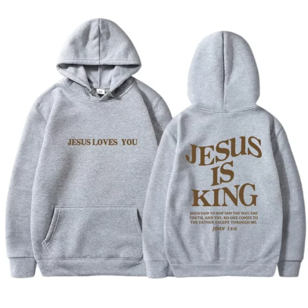 JESUS IS KING Sweats à capuche d'automne et d'hiver pour femmes, vêtements pour femmes à capuche à manches longues avec lettres imprimées double face Amazon – Image 12