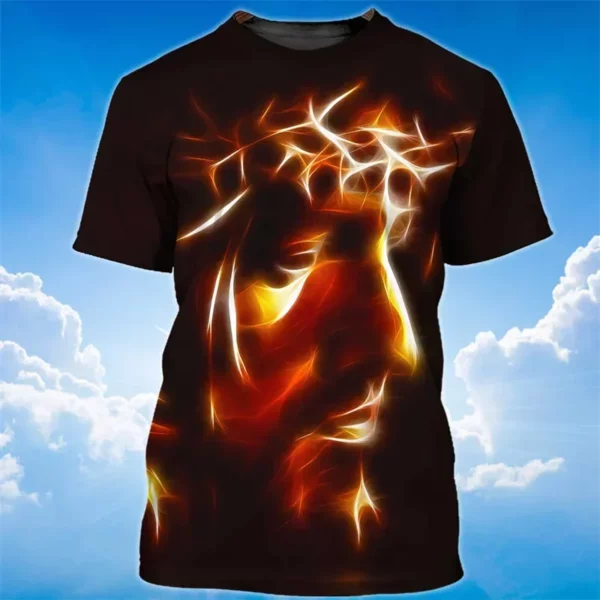 T-shirt unisexe à manches courtes pour hommes, impression 3D de Dieu Jésus, impression du christianisme, t-shirt graphique de croyance, mode enfant, Harajuyku, été, nouveau – Image 14