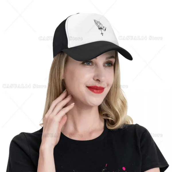 Casquette de camionneur réglable pour adultes, chapeaux Snapback Hip Hop, Jésus, Marie, Dieu chrétien, Foi, Mains en prière, Baseball – Image 6