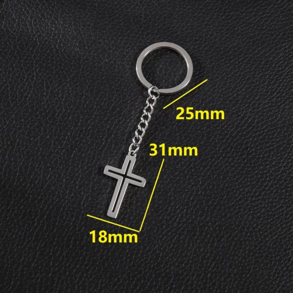 Porte-clés croix de Jésus pour femme, cerceaux en acier inoxydable, bijoux faits à la main, clé de voiture bricolage, mode gothique, christianisme – Image 7