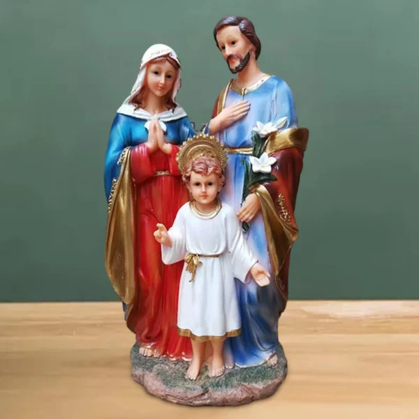 Statue de la Sainte Famille avec figurine d'enfant, figurines de Marie Joseph, figurine de Jésus, art religieux à collectionner, table, voiture – Image 7