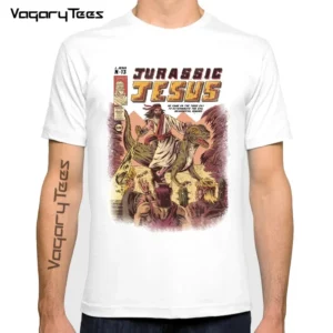 T-shirt JURASSIC JESUS ride Dinosaur pour hommes, nouveauté, créatif, humoristique, blanc, décontracté, cool, été, 2022