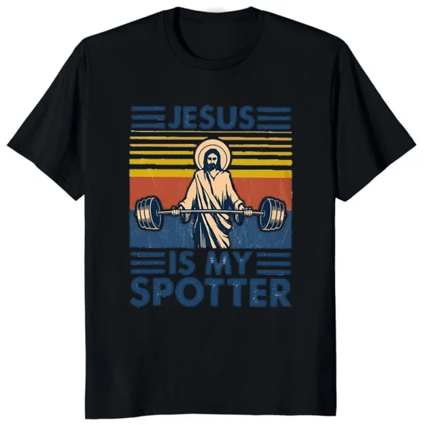 Rétro Vintage jésus Christ gymnase t-shirts hommes pur foi chrétienne t-shirt haut à manches courtes drôle imprimé graphique t-shirt cadeau – Image 5