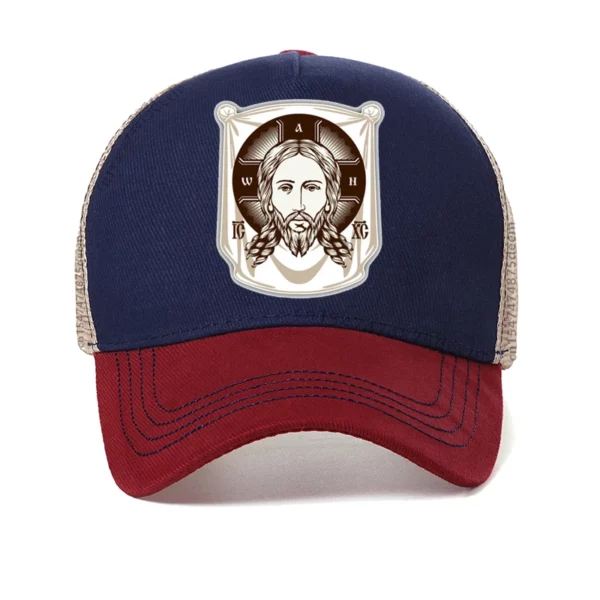 Casquette de Baseball pour Homme et Femme, Chapeau de Camionneur en Maille, Réglable, Visage de Jésus, Icône de l'Église Orthodoxe, Impression Religieuse – Image 4