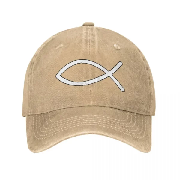 Été Homme jésus poisson Ichthys symbole chrétien casquettes de Baseball Vintage Cowboy chapeaux Sport jean casquette chapeaux – Image 8