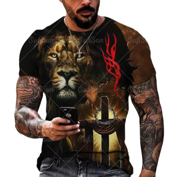 Christ jésus T-Shirt pour hommes impression 3D T-Shirt livraison gratuite vêtements à manches courtes Streetwear Vintage hauts T-Shirt hommes vêtements – Image 5